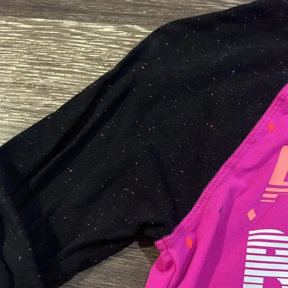 Girls pink and black size 12 long-sleeve top with a hood - Picture 3 of 5